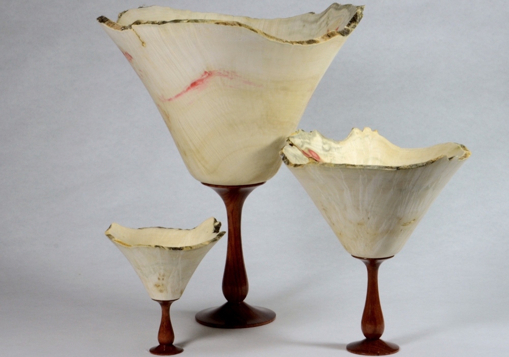Manitoba Maple Bleached Pedestal Vases